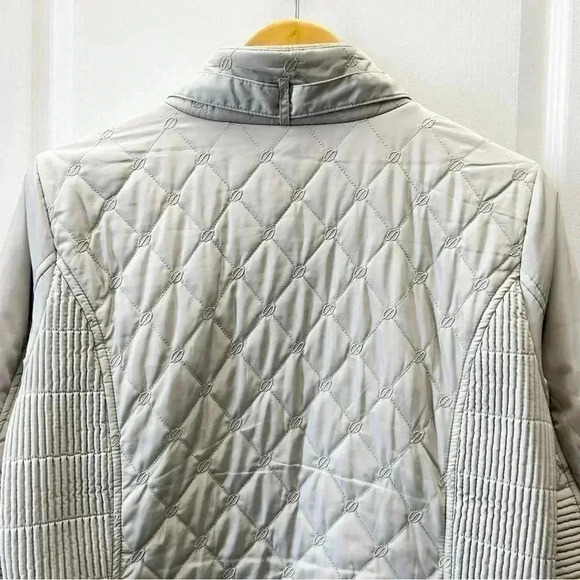 Spanner  Quilted Puffer Jacket Silver Metallic Dove Grey Size Medium - Picture 7 of 16